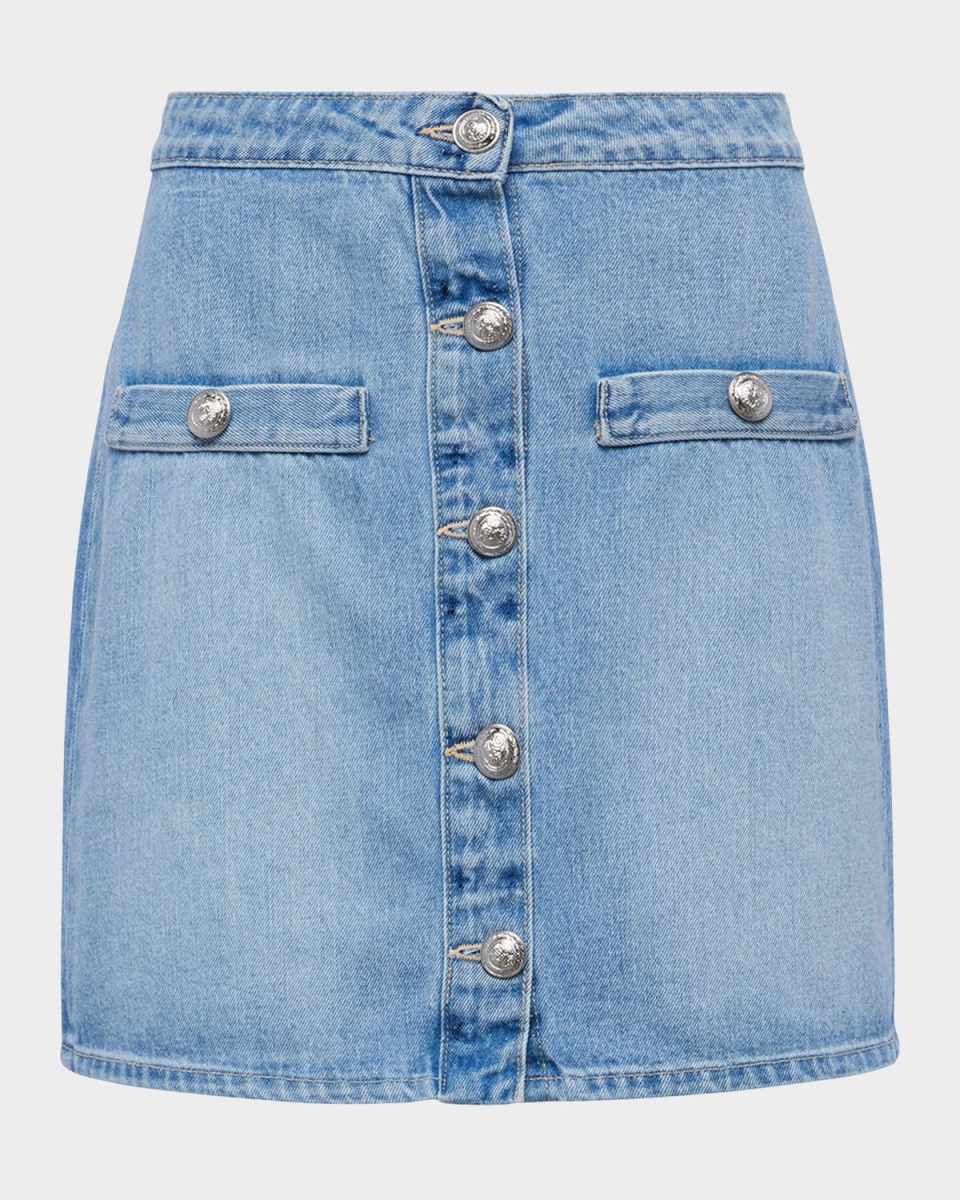 Kris Button-Front Denim Mini Skir